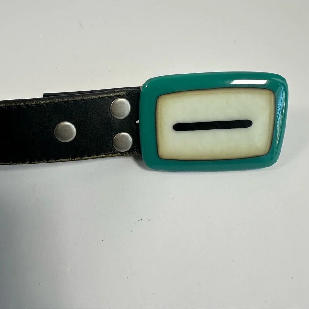 Vintage Classico Italia Genuine Leather Black Belt Retro Buckle Mens L‎ Unisex
